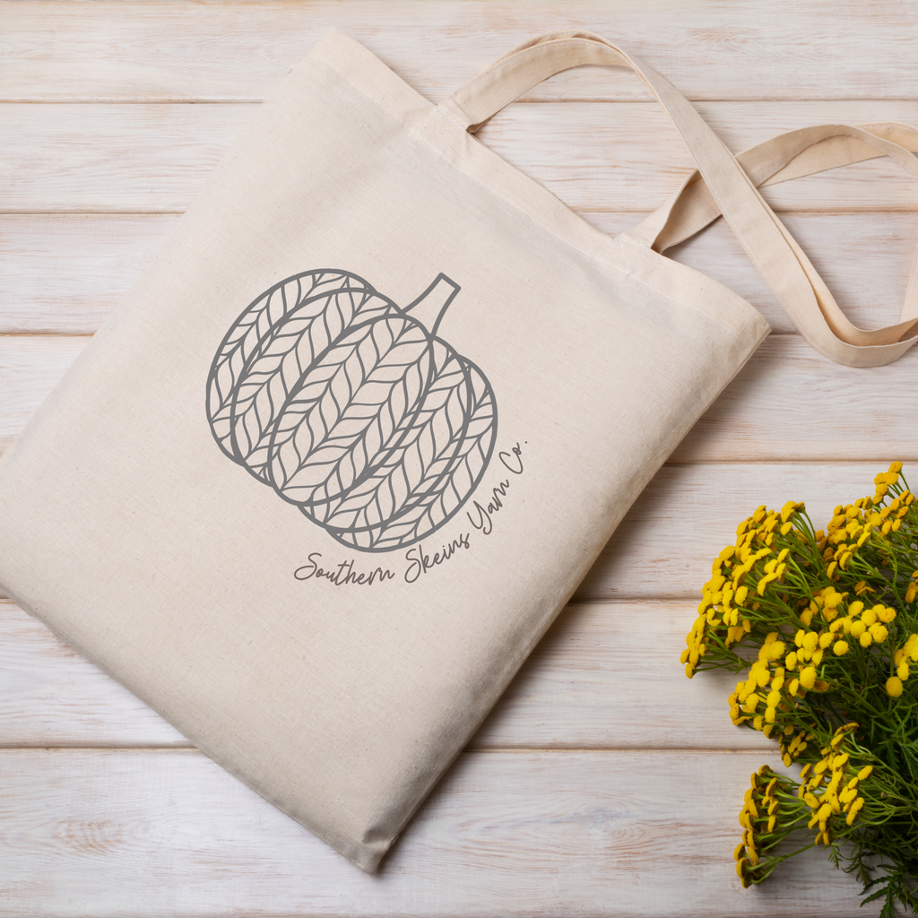Knitted Pumpkin Canvas Tote Bag
