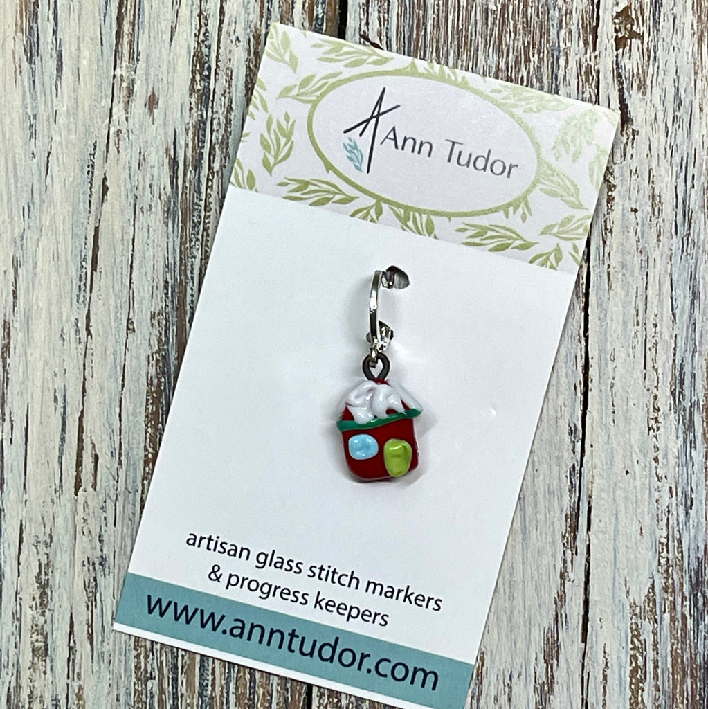 Handmade Lampwork Glass Stitch Marker (House)