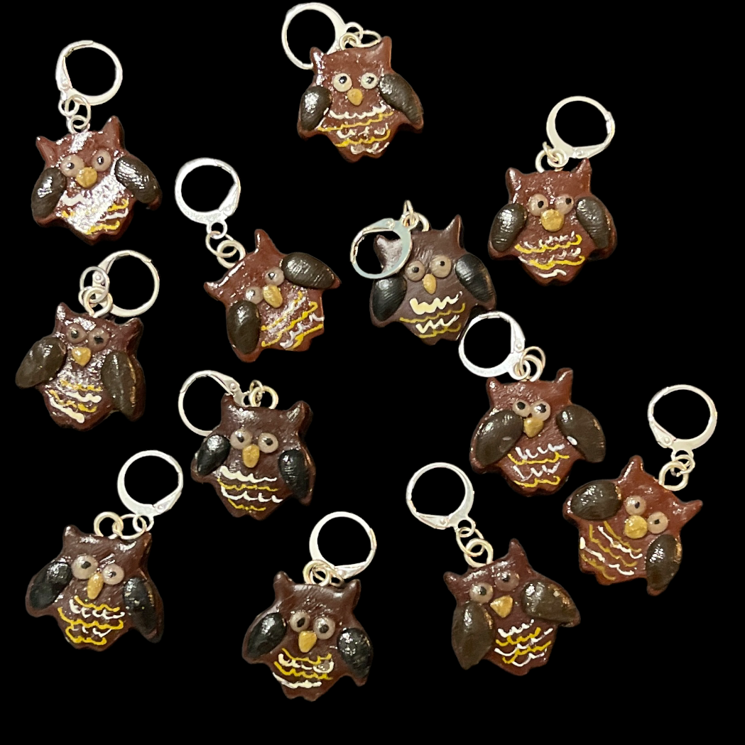 Polymer Clay Stitch Markers for Knitting and Crochet. Progress Keeper.  Lever Back Clasp. Ideal Handmade Gift for Knitters. Set of 4 