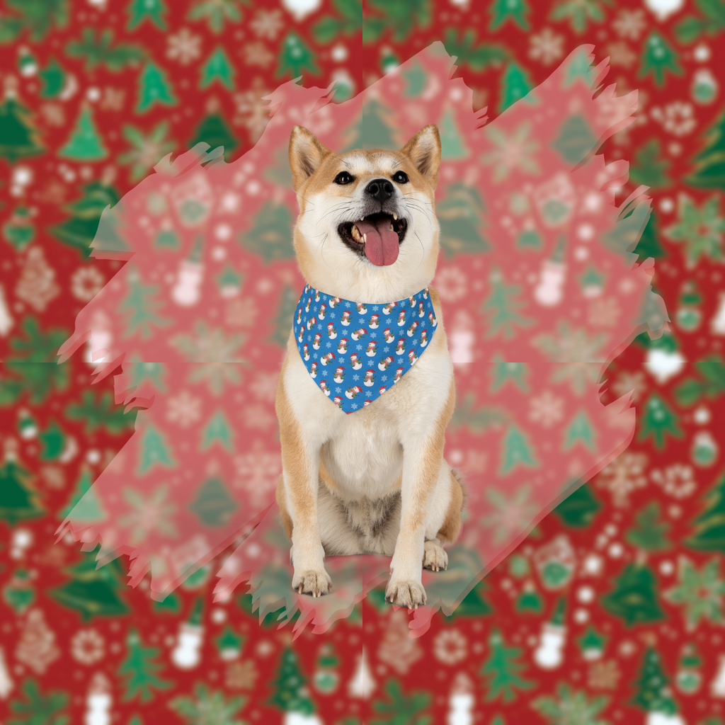 Festive Winter Pet Bandana Collar for Dogs - Holiday Snowman Design