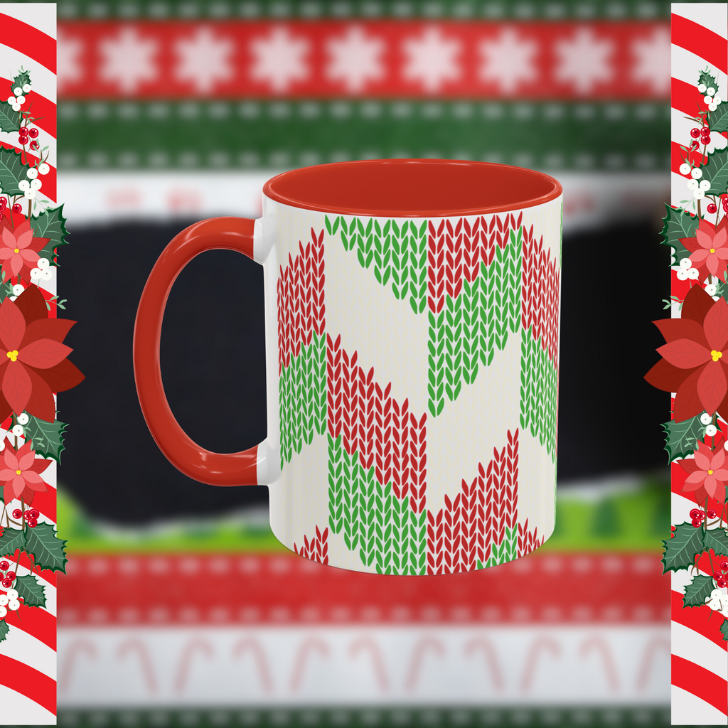 Festive Chevron Accent Coffee Mug | Holiday Drinkware | Perfect Gift for Christmas & Cozy Vibes