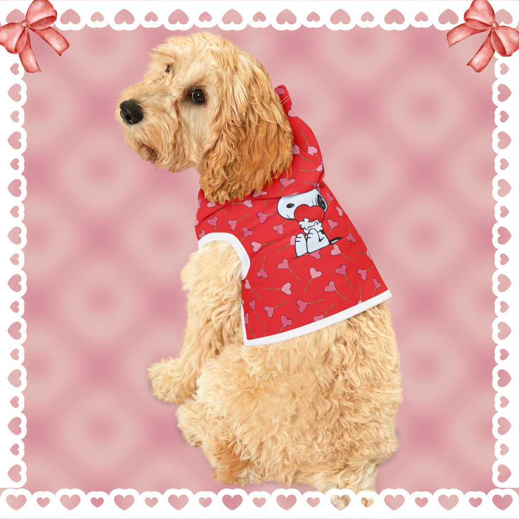 Adorable Heart Print Pet Hoodie for Dogs and Cats - Valentine's Day Fashion