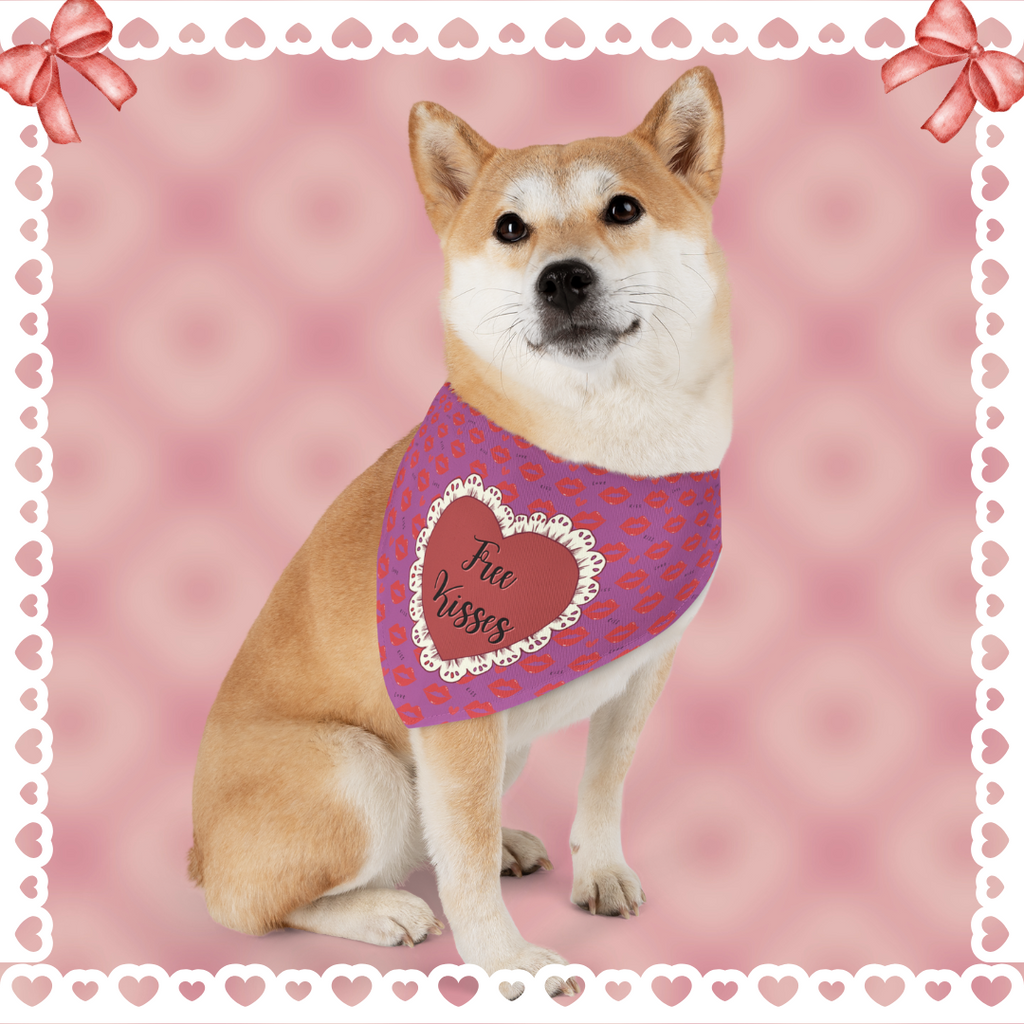 Free Kisses Pet Bandana Collar - Valentine's Day Gift for Pets