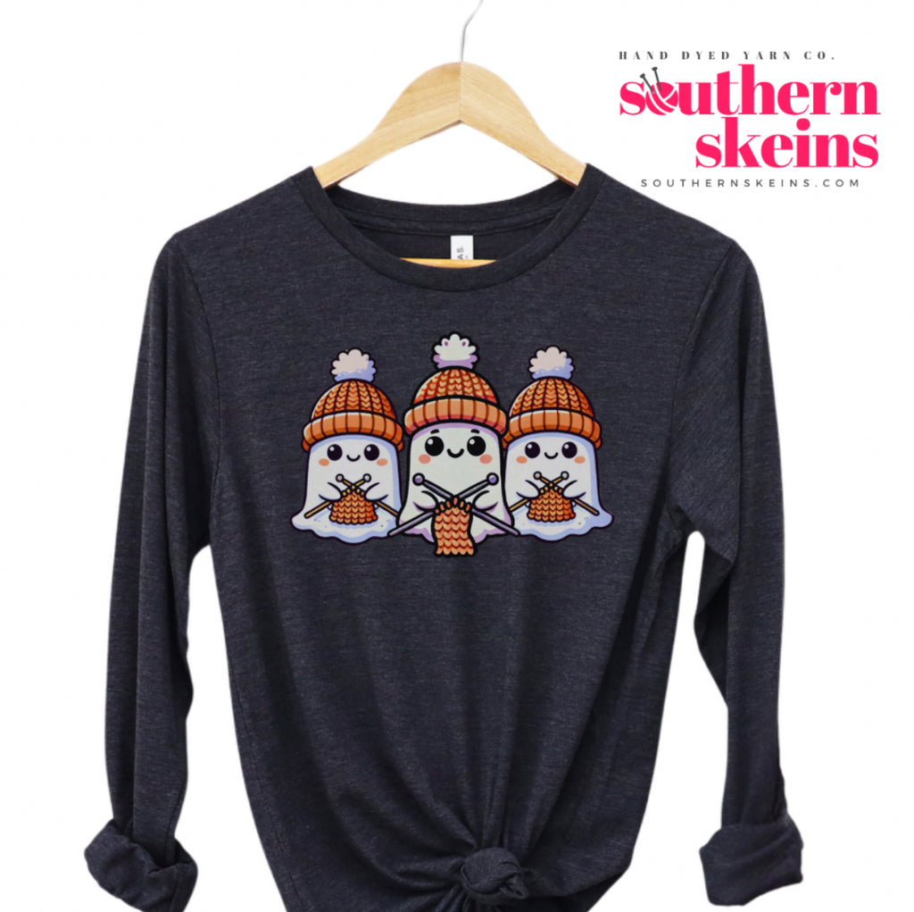 Knitting Ghosts Halloween Long Sleeve Tee