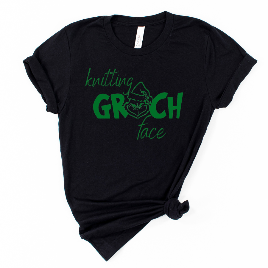 Knitting Grinch Face T-Shirt