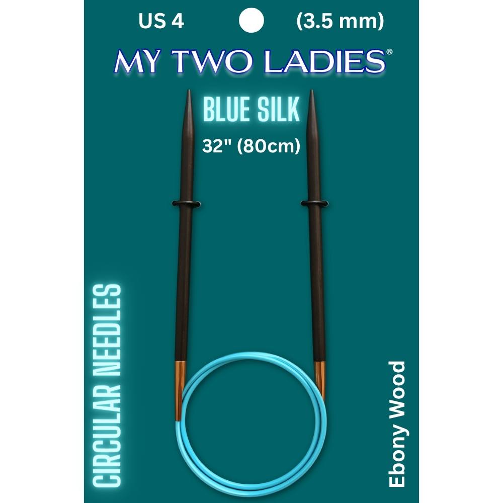 Blue Silk | 32" Circular Knitting Needles | Ebony | 9 Sizes