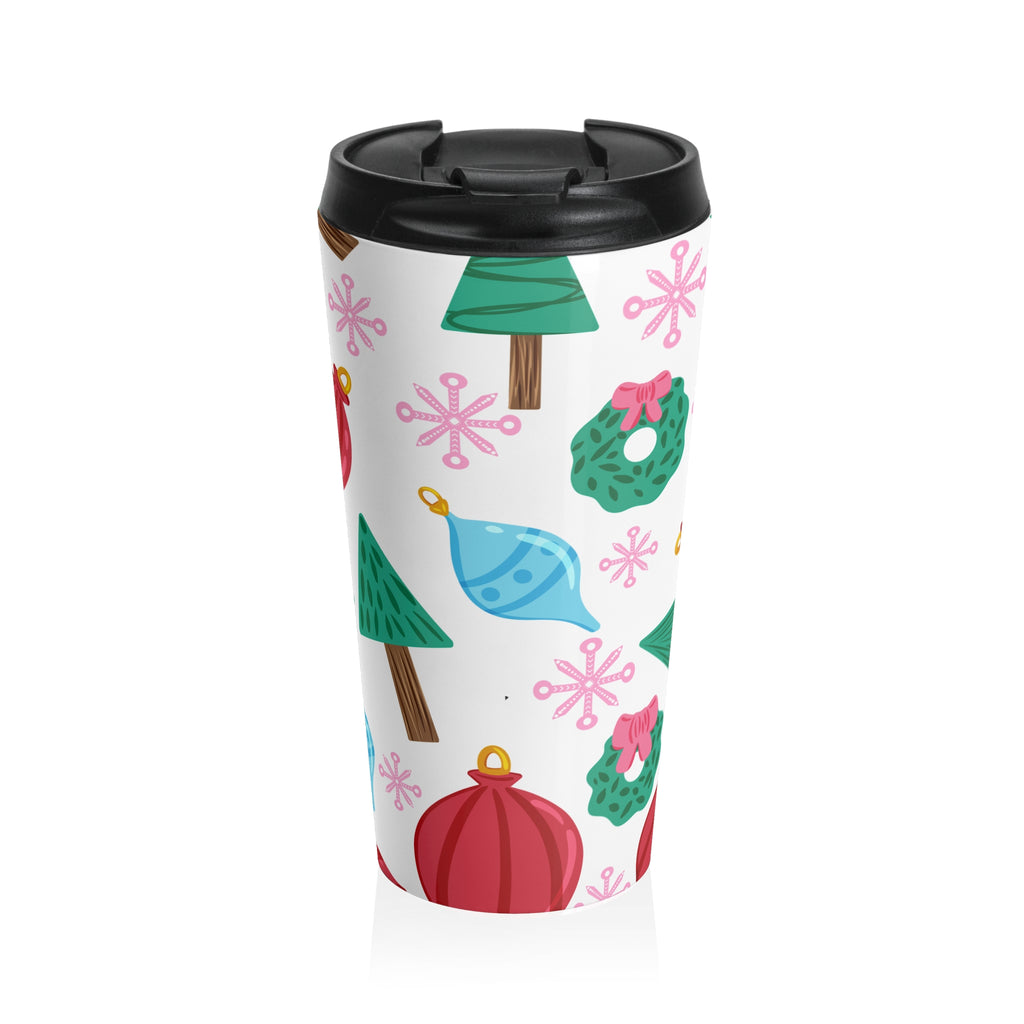 Christmas Cheer – Knitting-Needle Snowflakes Travel Mug (20 oz Stainless)