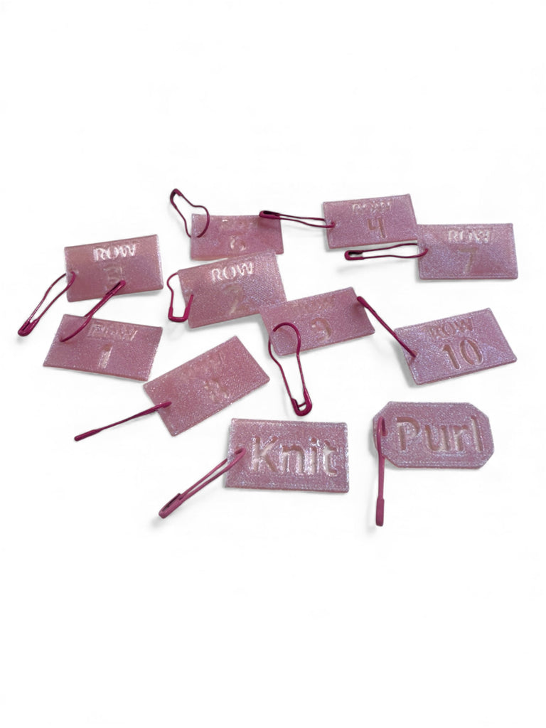 Row Counter Stitch Marker Set – Knit/Purl + 1–10