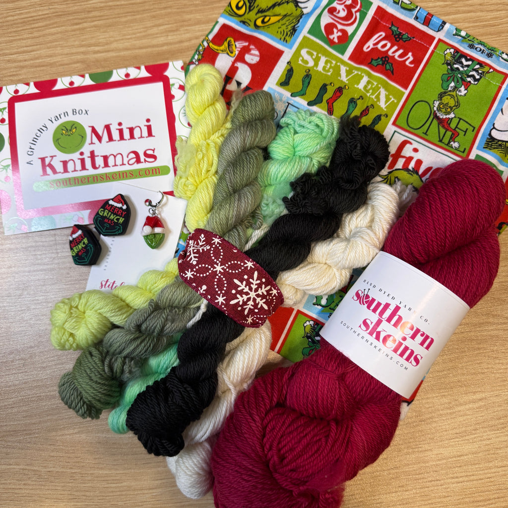 Mini Knitmas: Grinch Holiday Yarn Set + Grinch Project Bag SHIPS TODAY