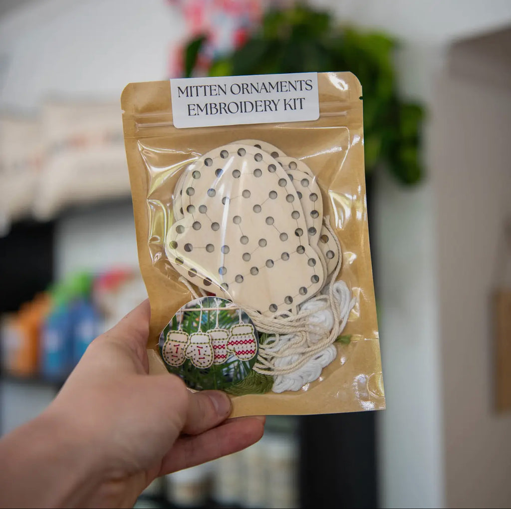 Christmas Mitten Ornament Yarn Embroidery Kit
